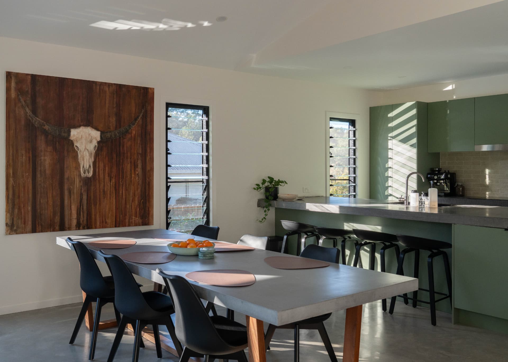 Dining and sage kitchen