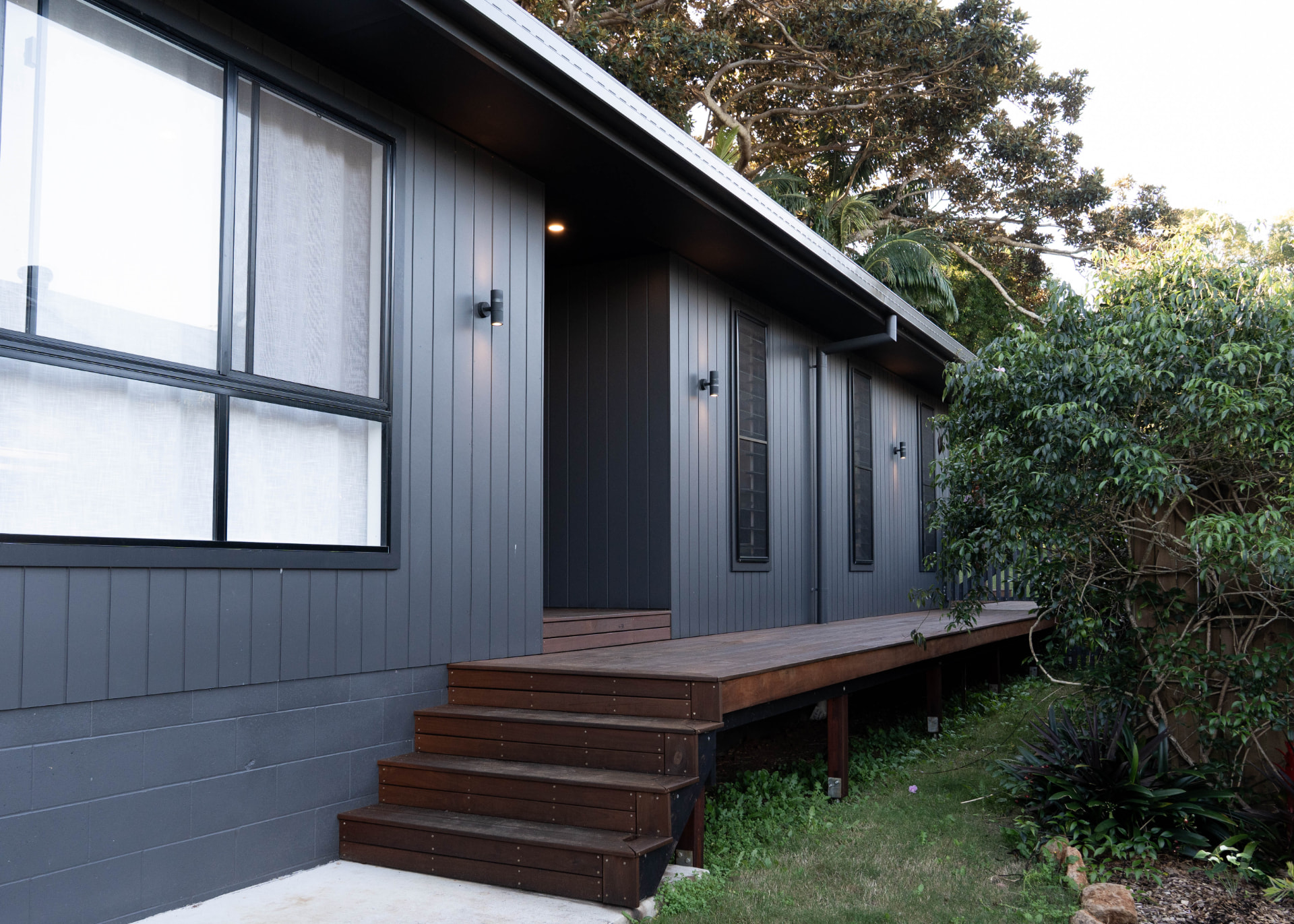 Side deck and hardwood steps